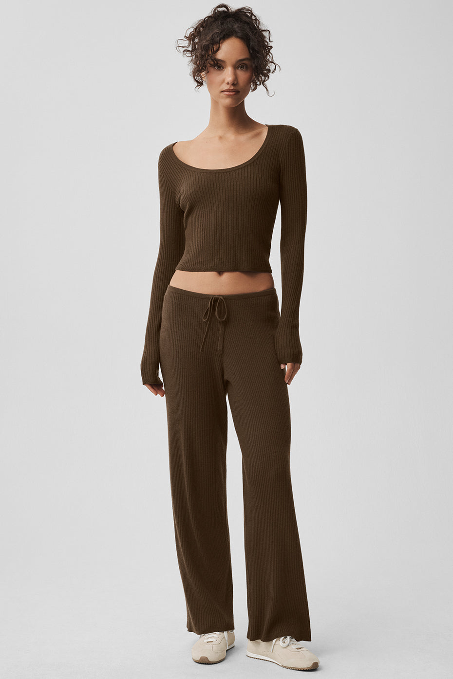 alo Sweater Knit Unwind Long Sleeve - Espresso