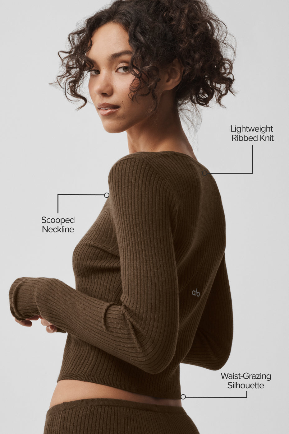 alo Sweater Knit Unwind Long Sleeve - Espresso