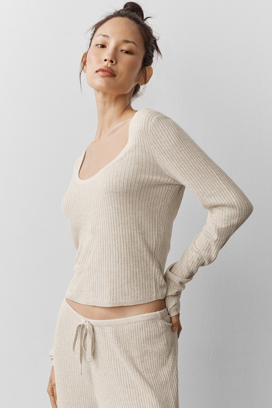 alo Sweater Knit Unwind Long Sleeve - Oatmeal Heather