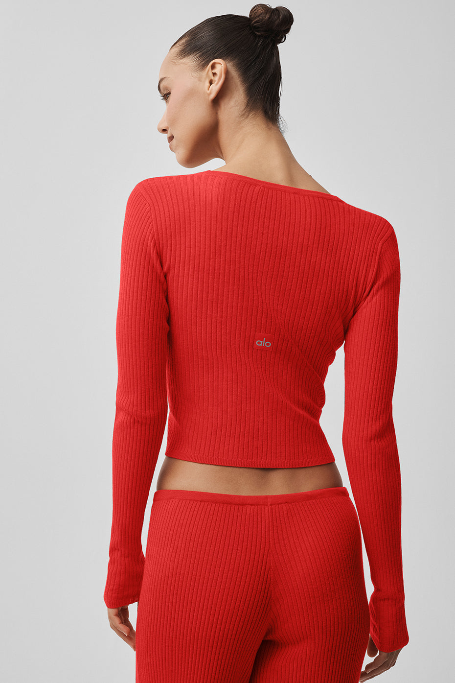 alo Sweater Knit Unwind Long Sleeve - Bright Red
