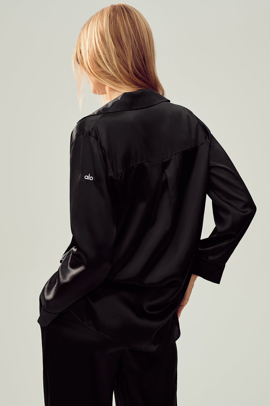 alo Silk Luminous Button Up - Black