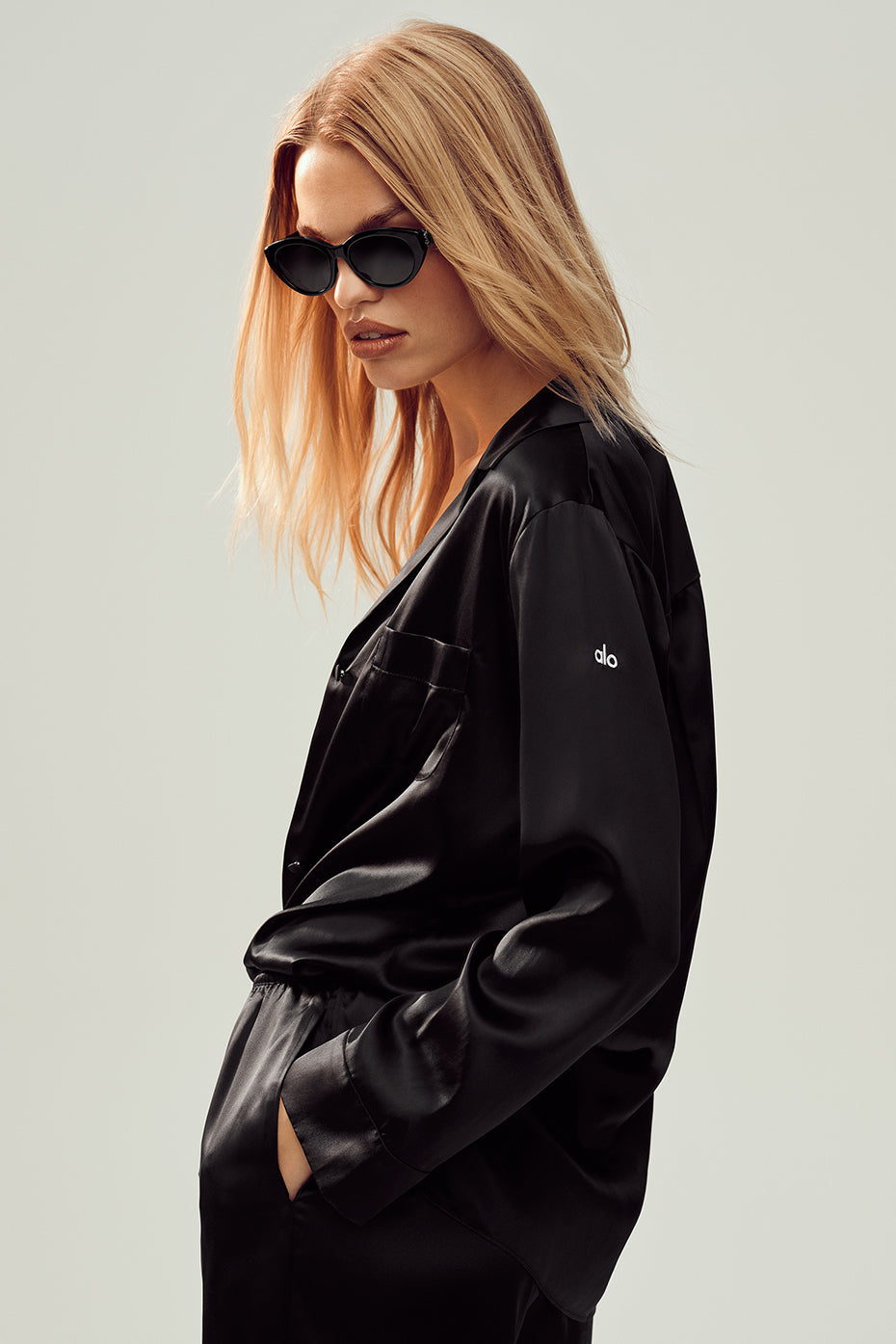 alo Silk Luminous Button Up - Black