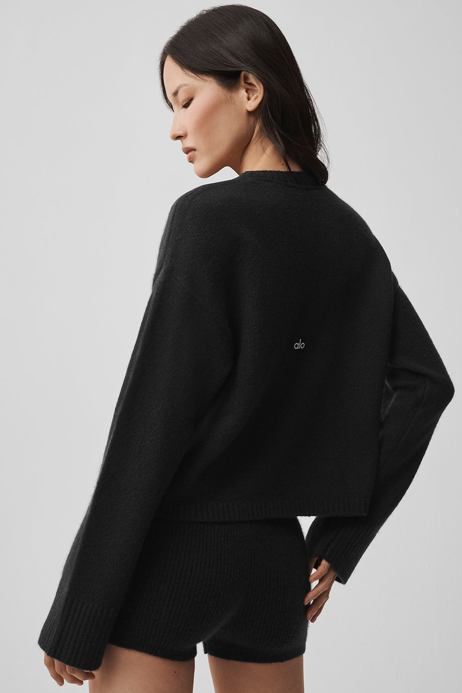 alo Wool Cashmere New Class Tie Cardigan - Black