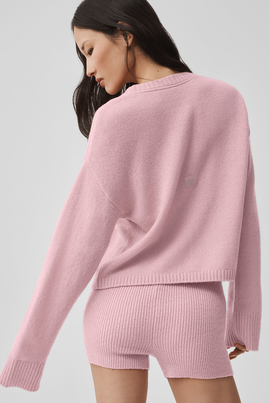 alo Wool Cashmere New Class Tie Cardigan - Vintage Pink