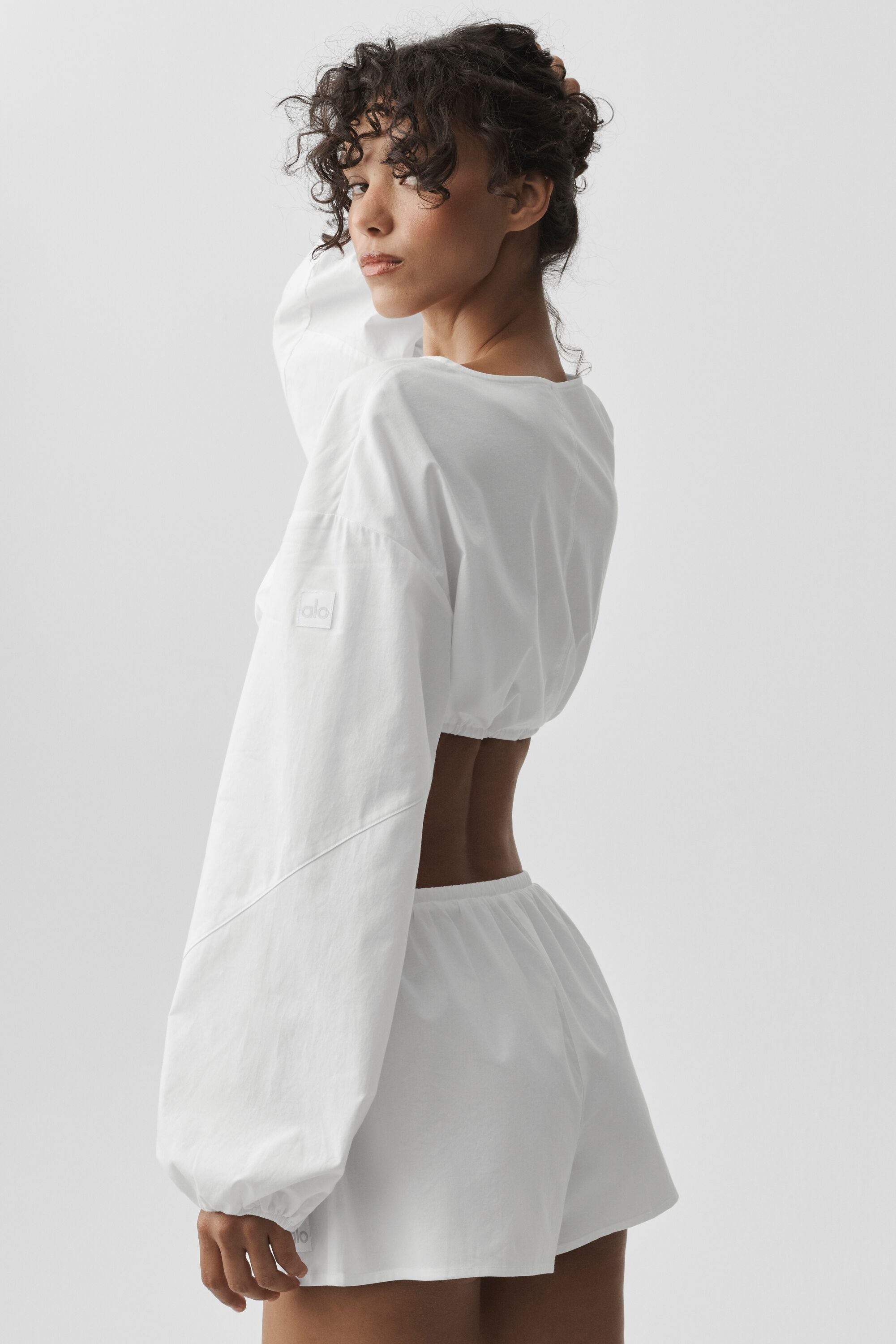 alo Cotton Cropped Real Deal Long Sleeve - White
