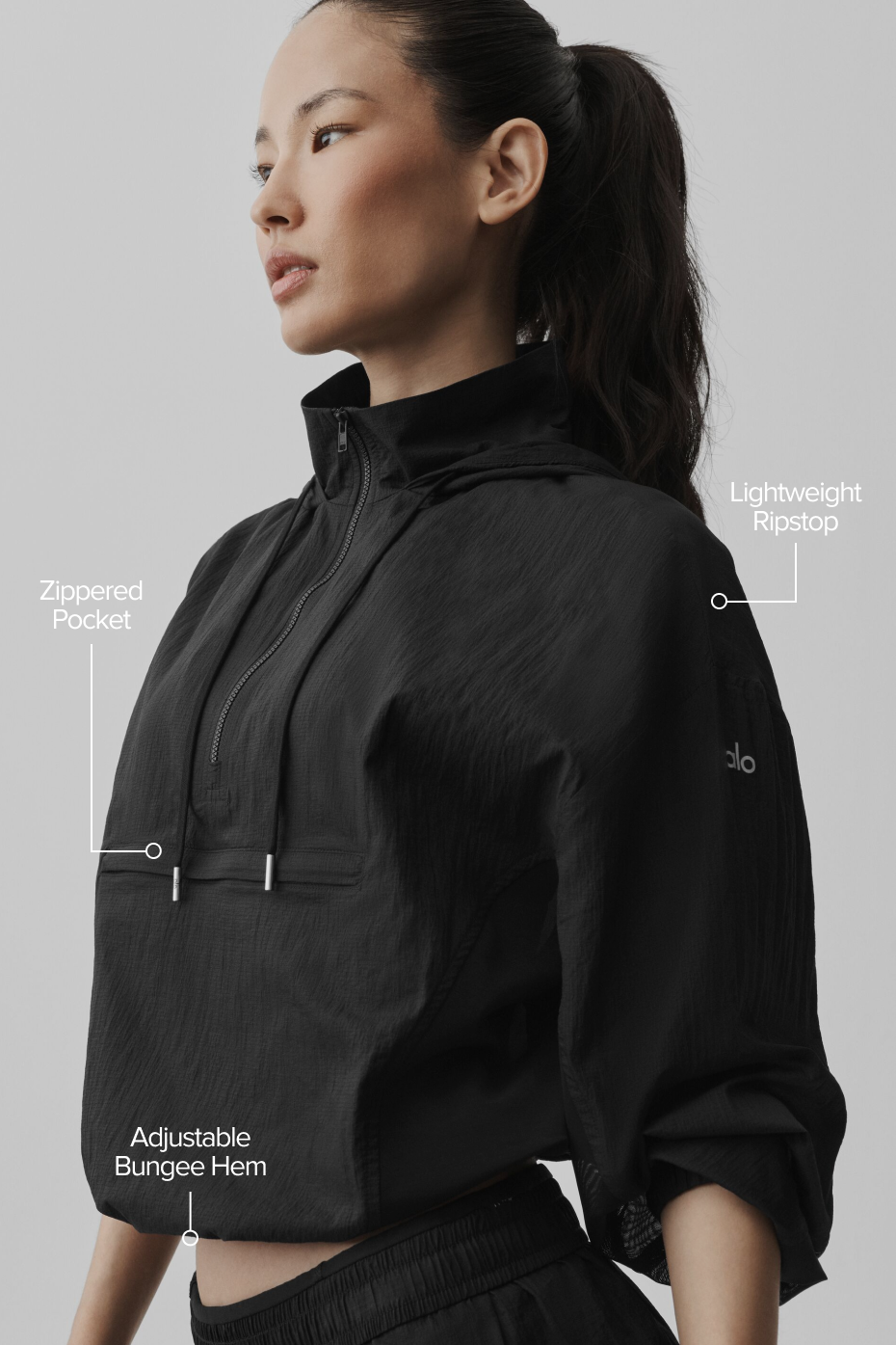 alo 1/4 Zip Go Time Pullover - Black