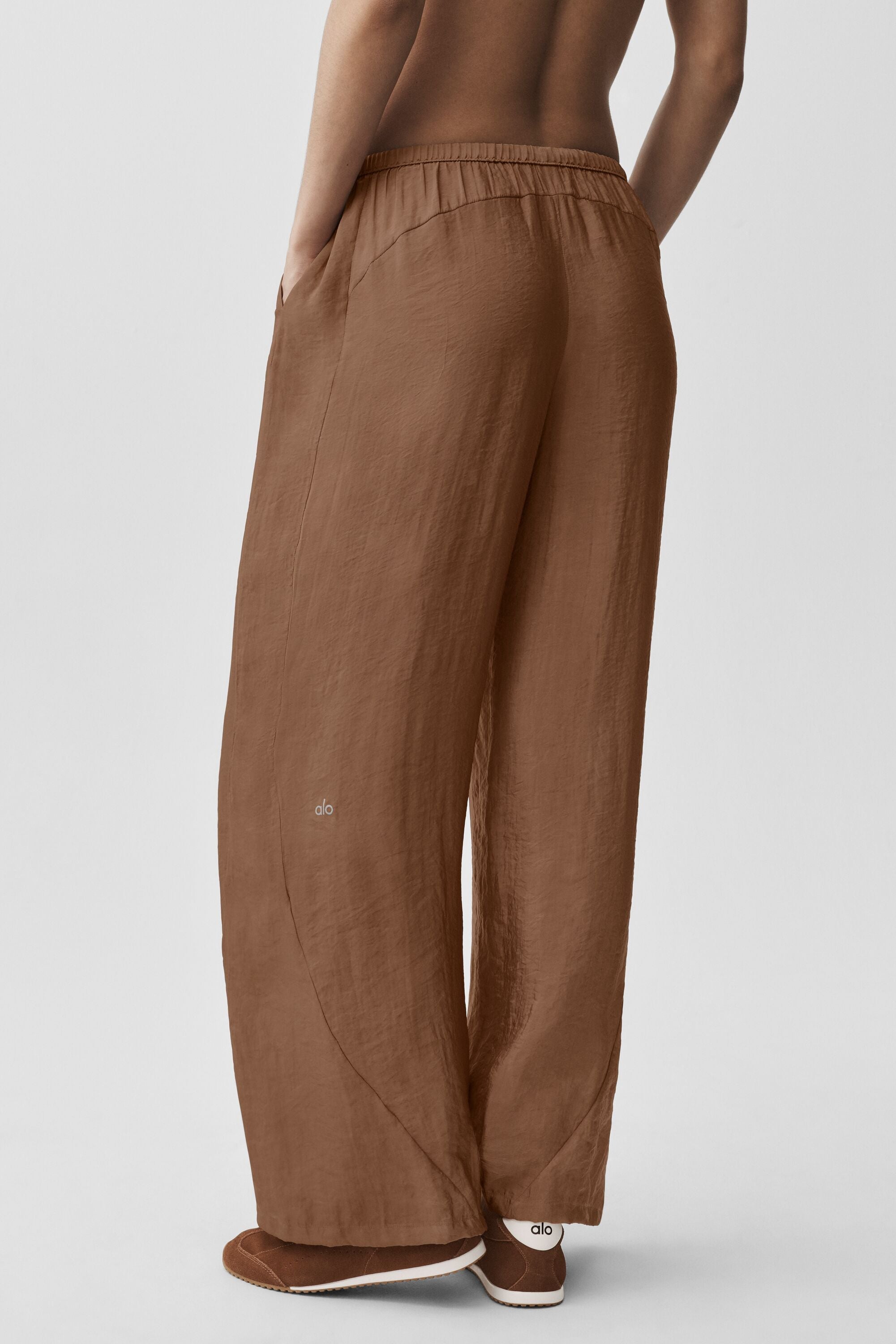 alo Semi-Sheer Golden Hour High-Waist Straight Leg Pant - Sun Kissed Brown