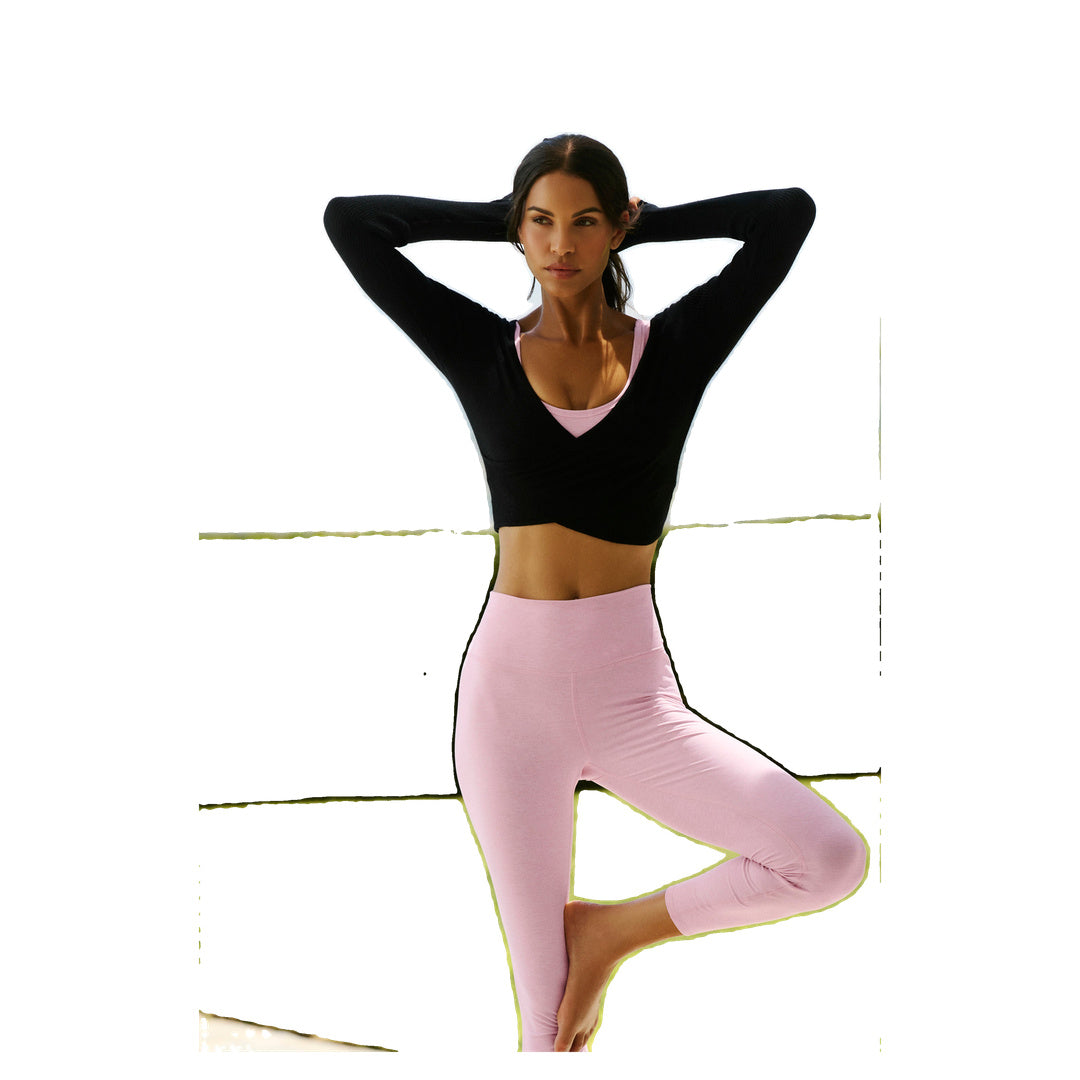 ALO Sweater Knit Crossover Long Sleeve - Black