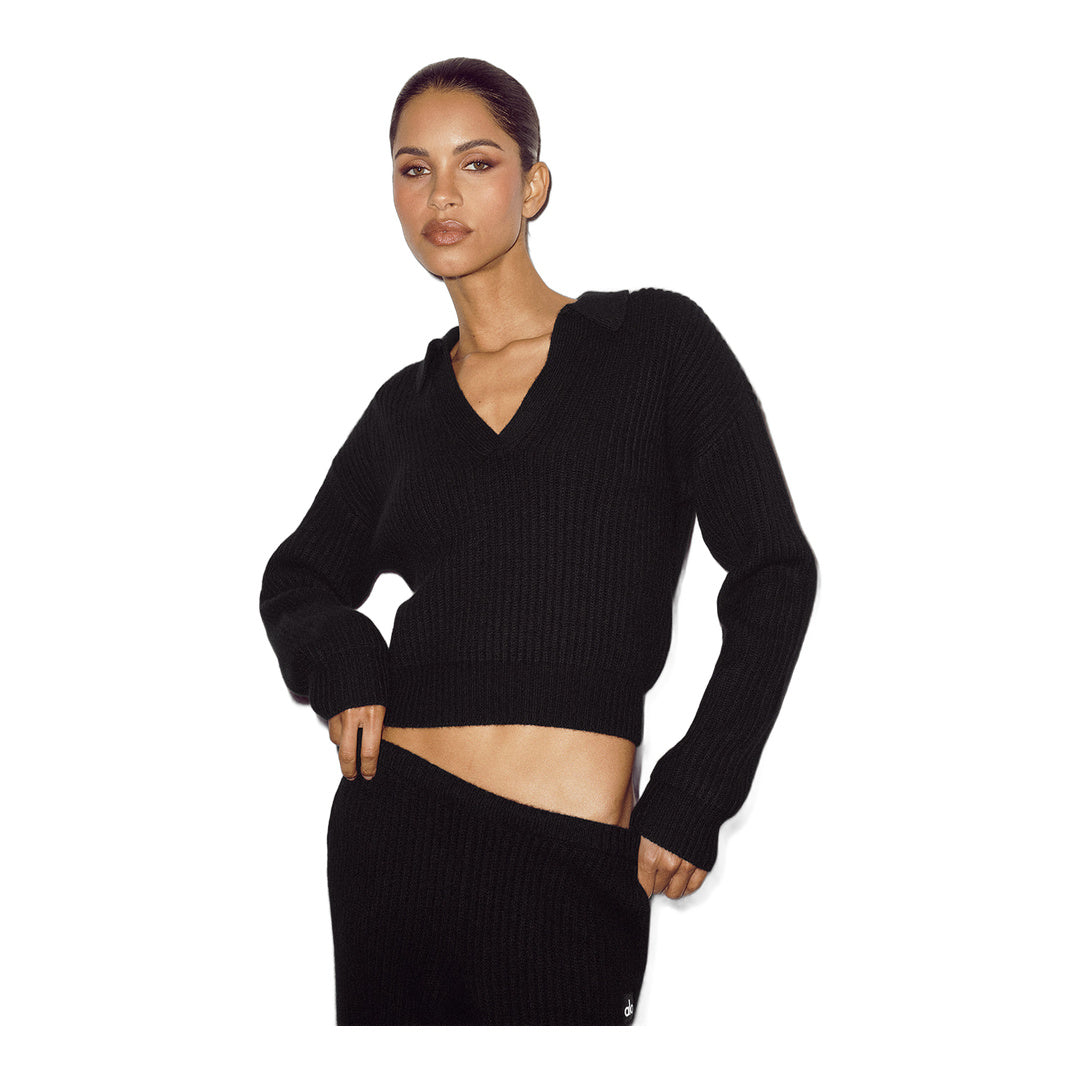 alo Cashmere Northstar Polo - Black
