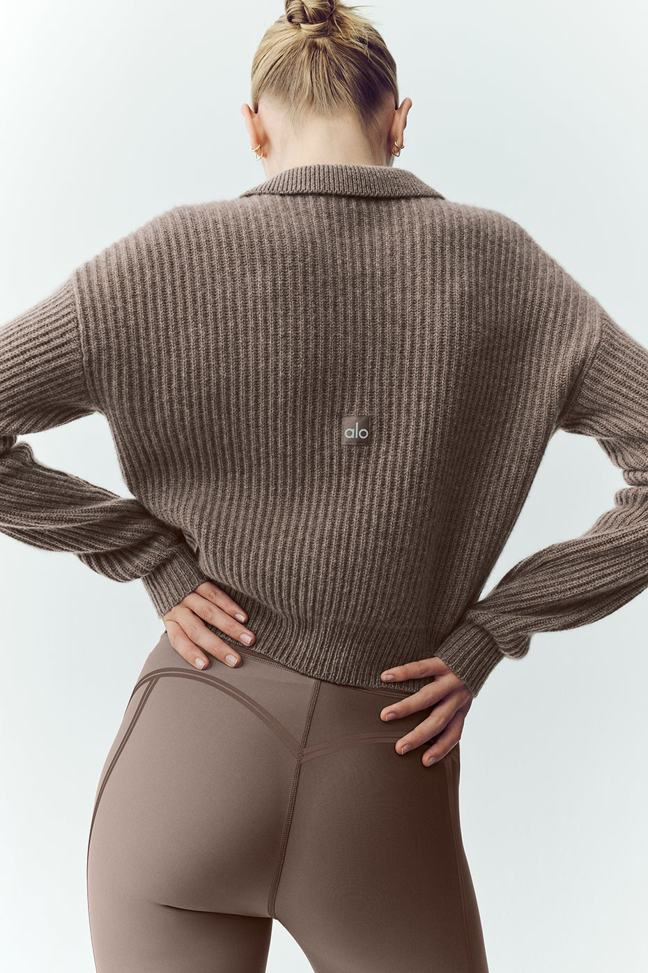 alo Cashmere Northstar Polo - Alpine Cocoa Heather