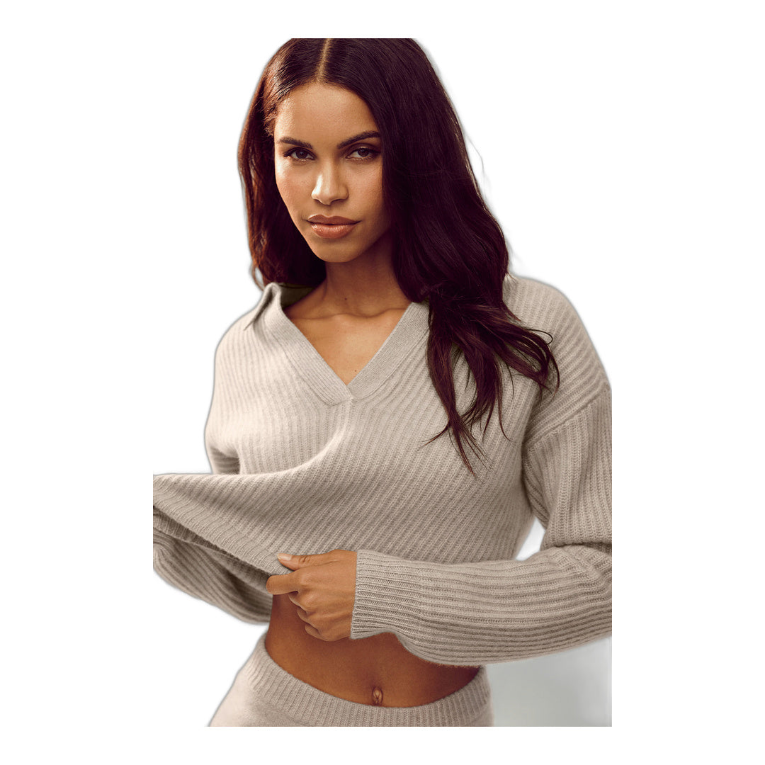 alo Cashmere Northstar Polo - Oat Heather