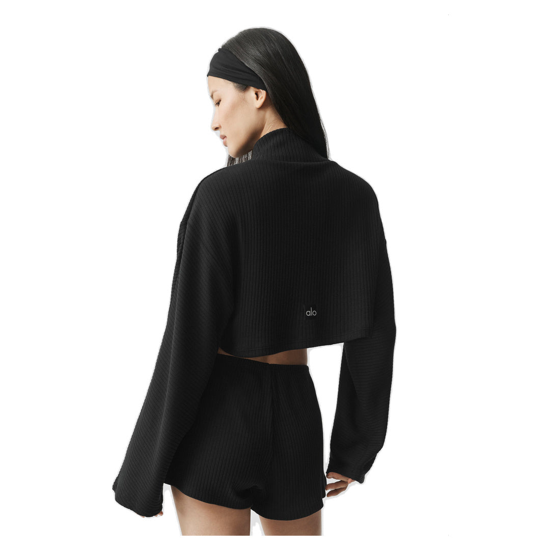 ALO Ribbed Cropped Reset Long Sleeve - Black