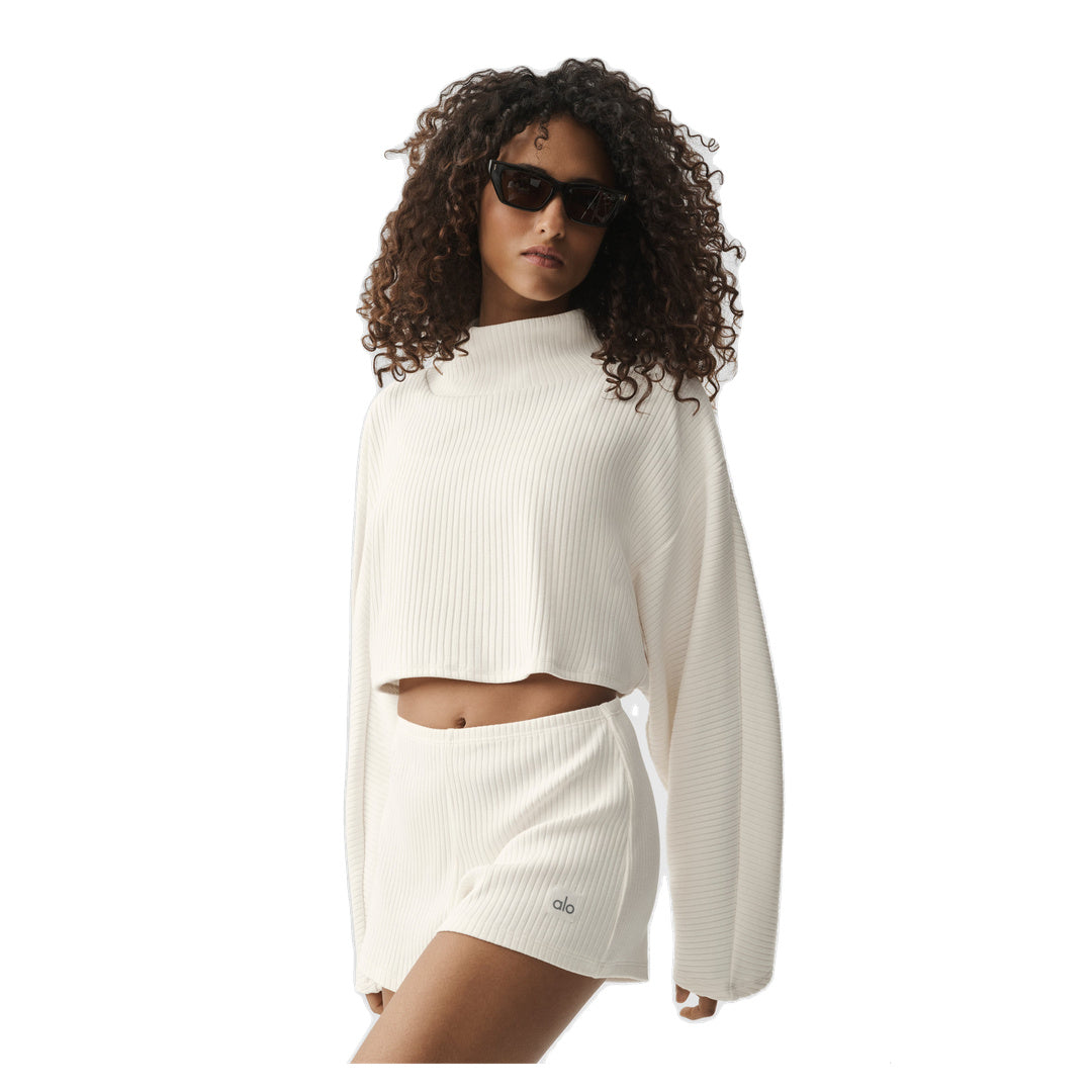 ALO Ribbed Cropped Reset Long Sleeve - Ivory