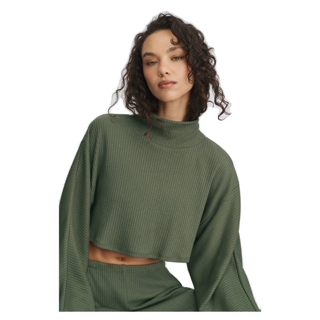 ALO Ribbed Cropped Reset Long Sleeve - Bamboo Green