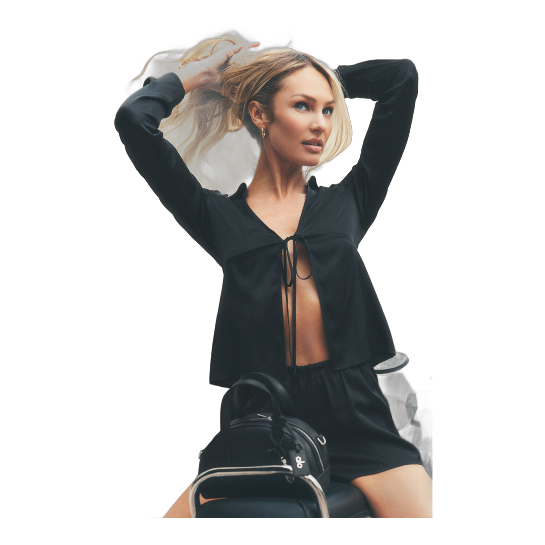 alo Silk Blend Radiance Long Sleeve Top - Black