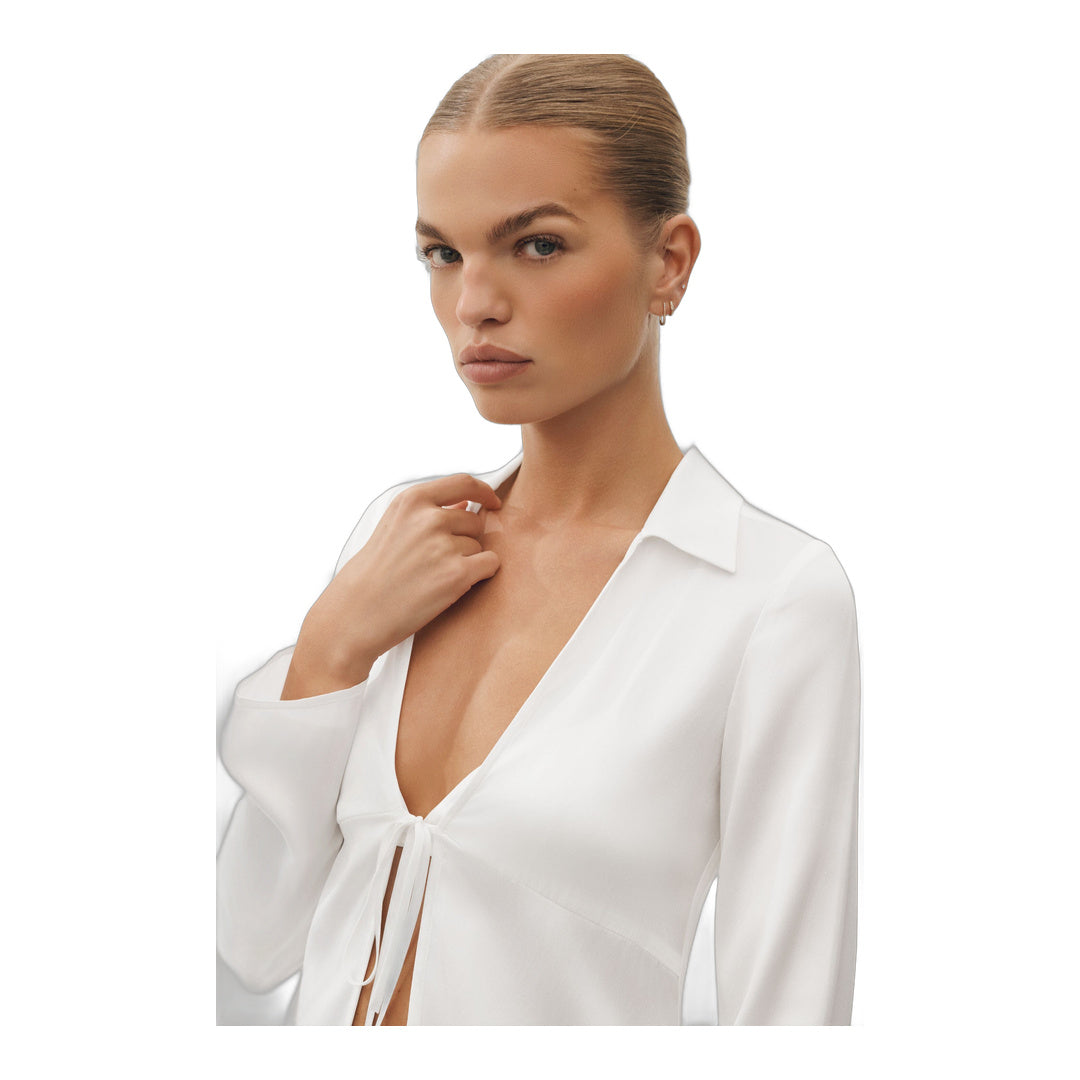 alo Silk Blend Radiance Long Sleeve Top - White