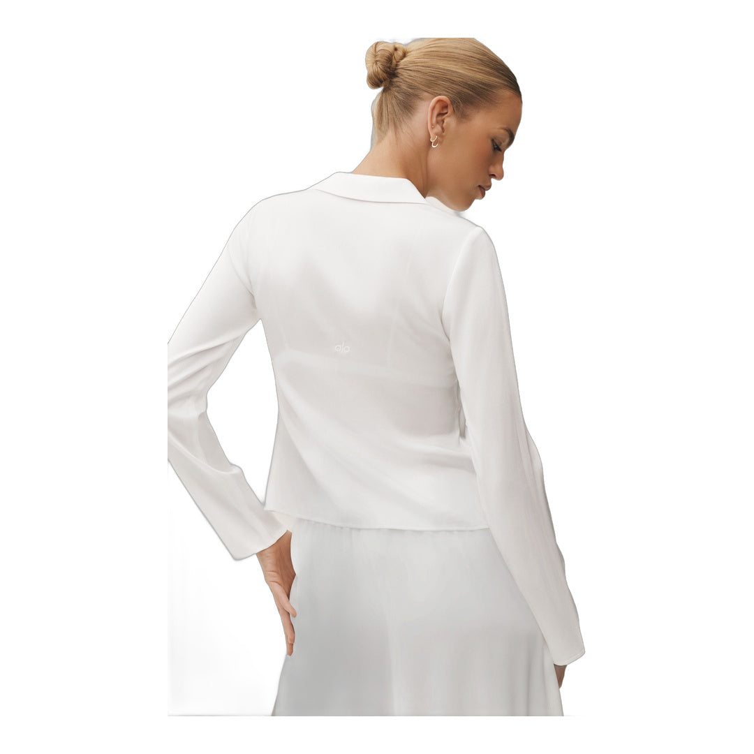 alo Silk Blend Radiance Long Sleeve Top - White