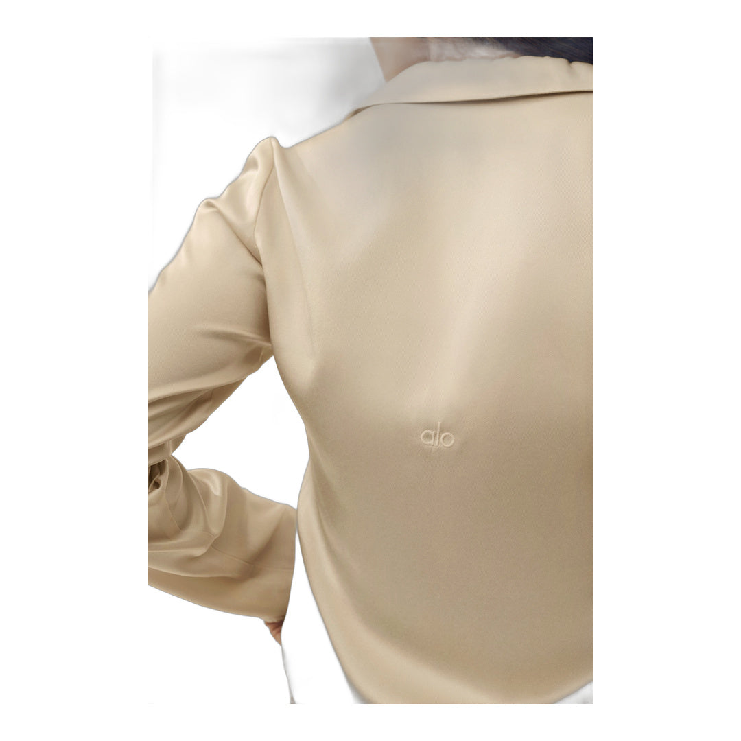 alo Silk Blend Radiance Long Sleeve Top - Sandy Beige