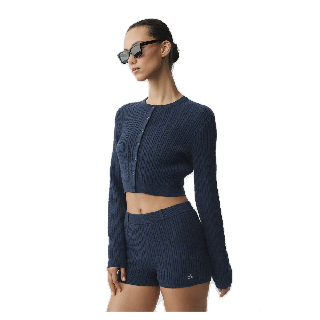 ALO Mini Cable Sweater Cardigan - Navy