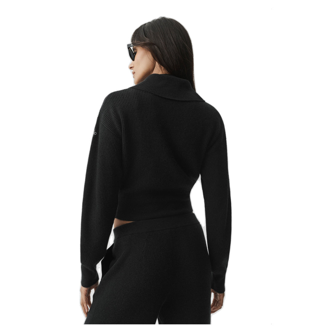 ALO Cashmere Wool Harmony Full Zip Jacket - Black