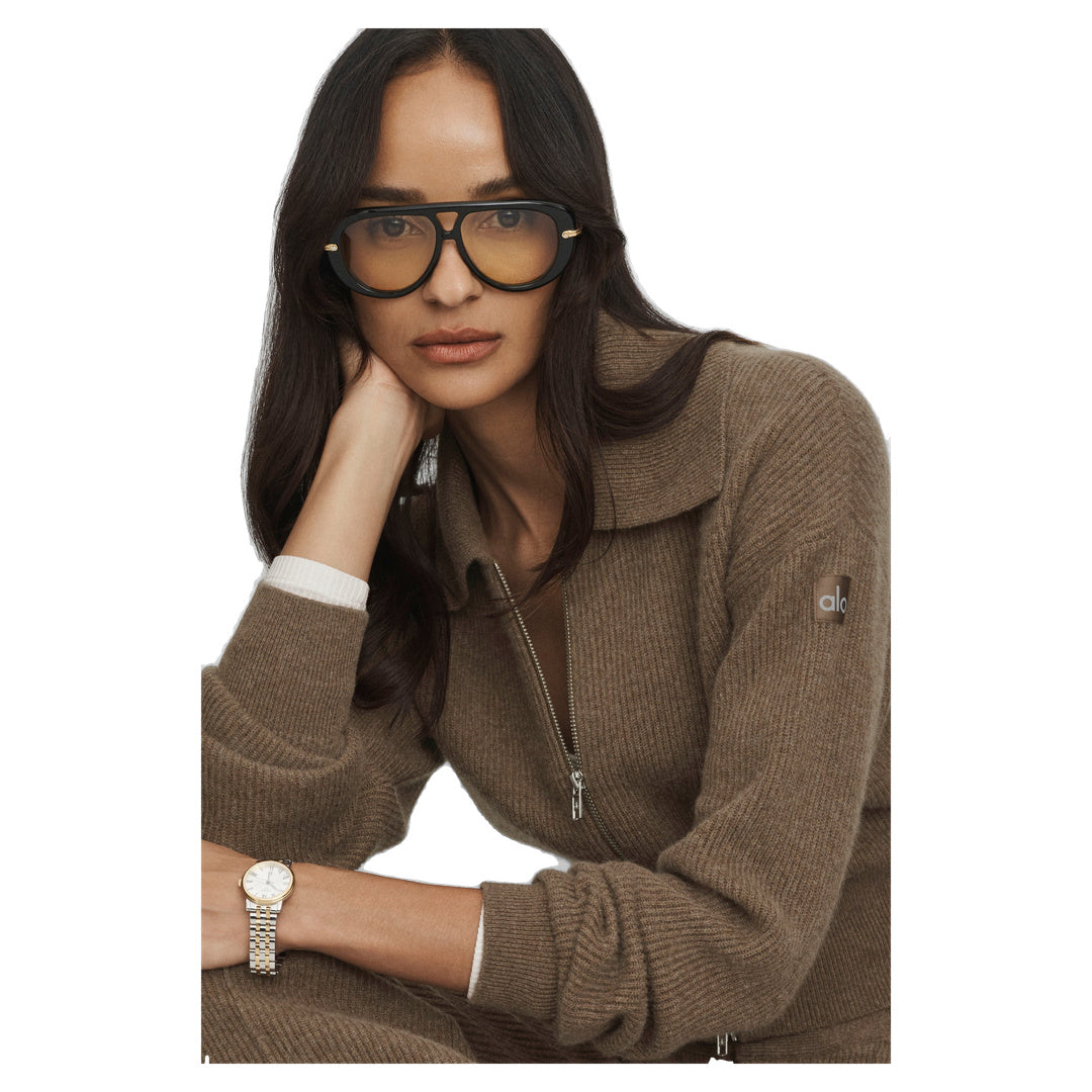 ALO Cashmere Wool Harmony Full Zip Jacket - Java Brown Heather