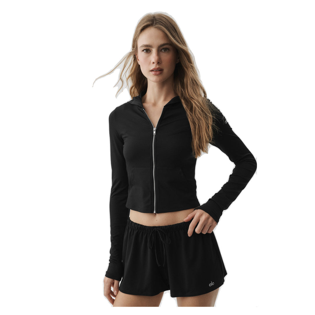 ALO Alosoft Finesse Full Zip Fitted Hoodie - Black