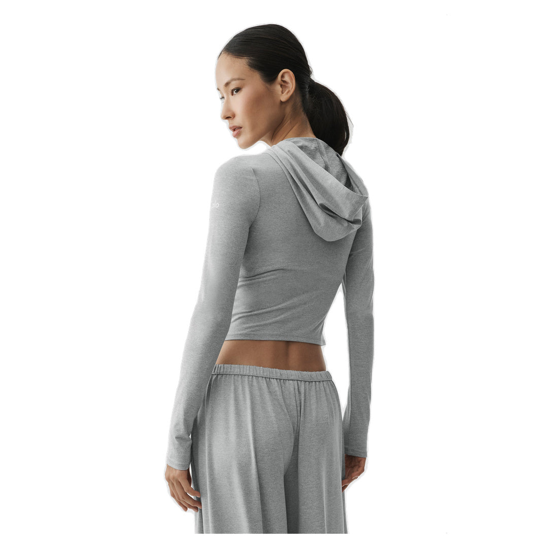 ALO Alosoft Finesse Full Zip Fitted Hoodie - Vintage Athletic Heather