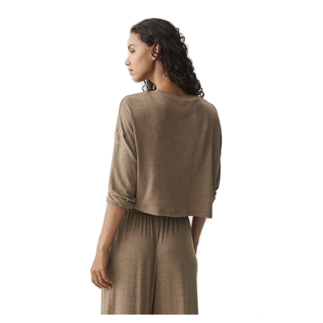 ALO Semi-Sheer Oasis Boxy Long Sleeve - Java Brown Heather
