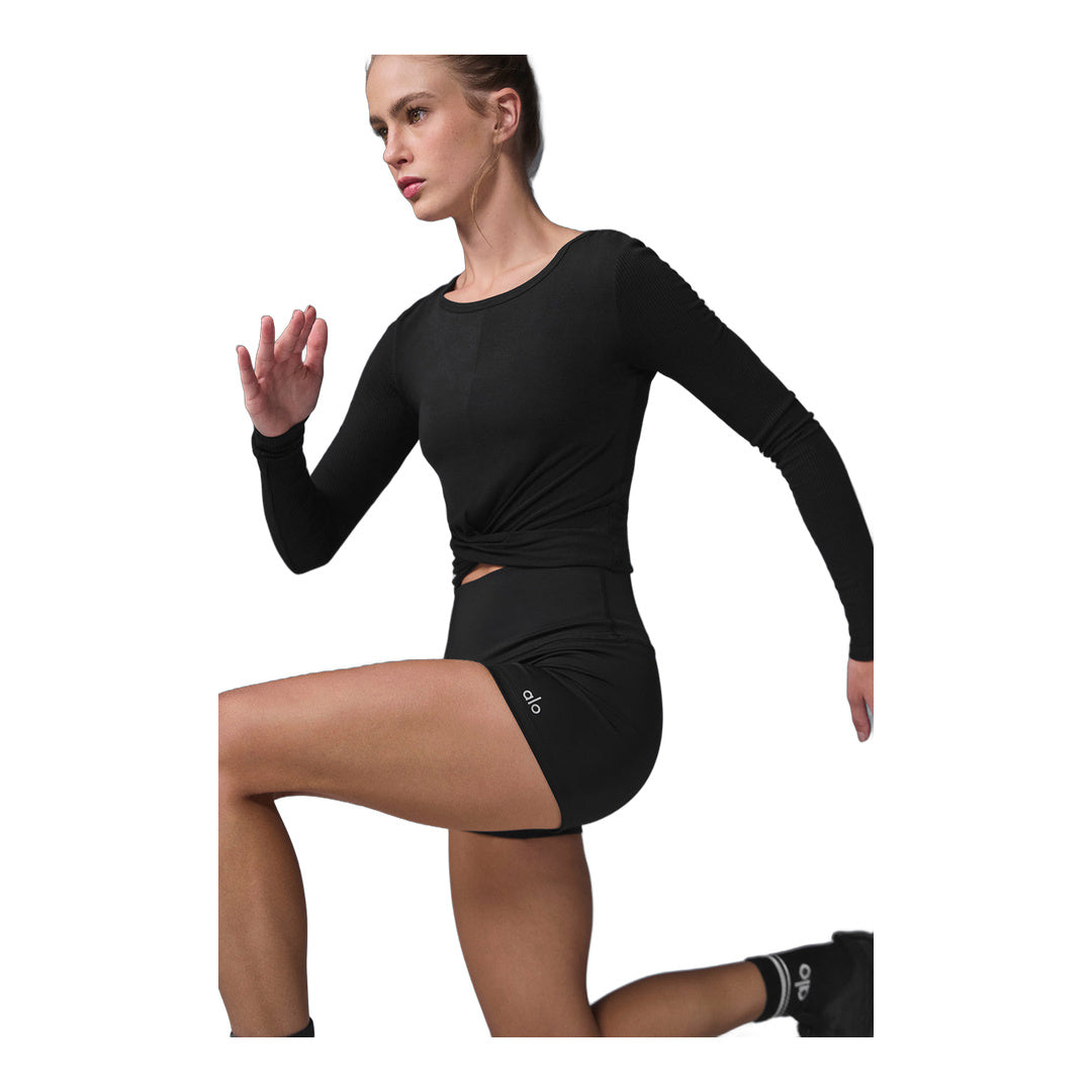 alo Cover Long Sleeve Top - Black