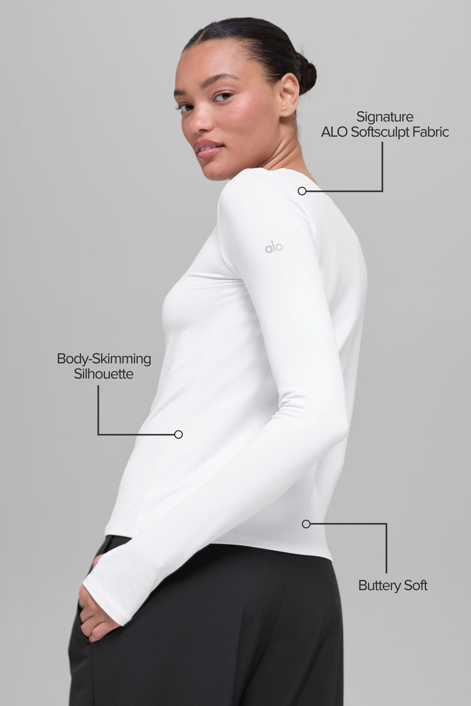 alo Alosoft Finesse Long Sleeve - White