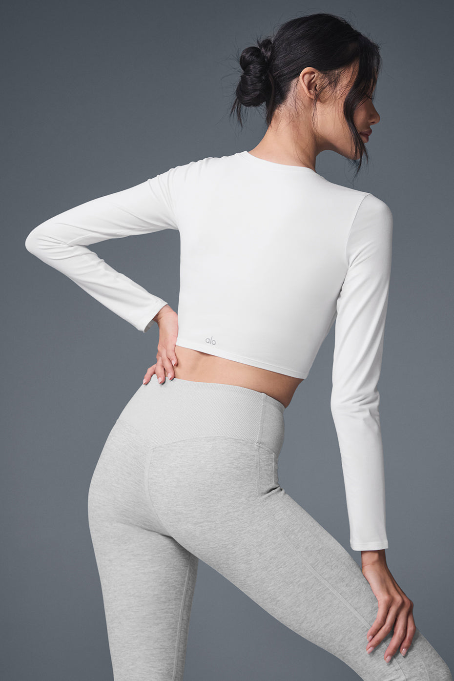 alo Alosoft Crop Finesse Long Sleeve - White