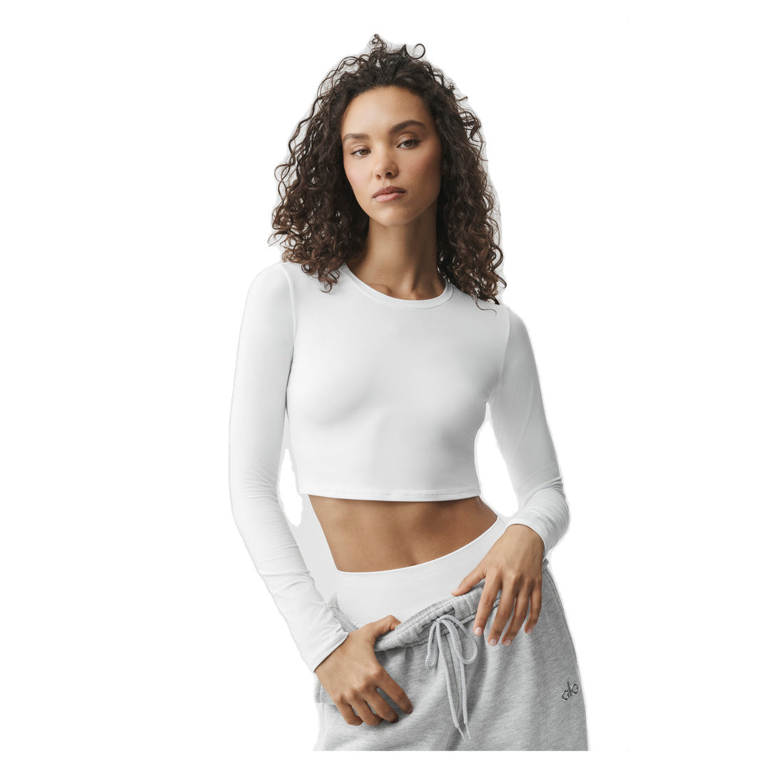 ALO Alosoft Crop Finesse Long Sleeve - White