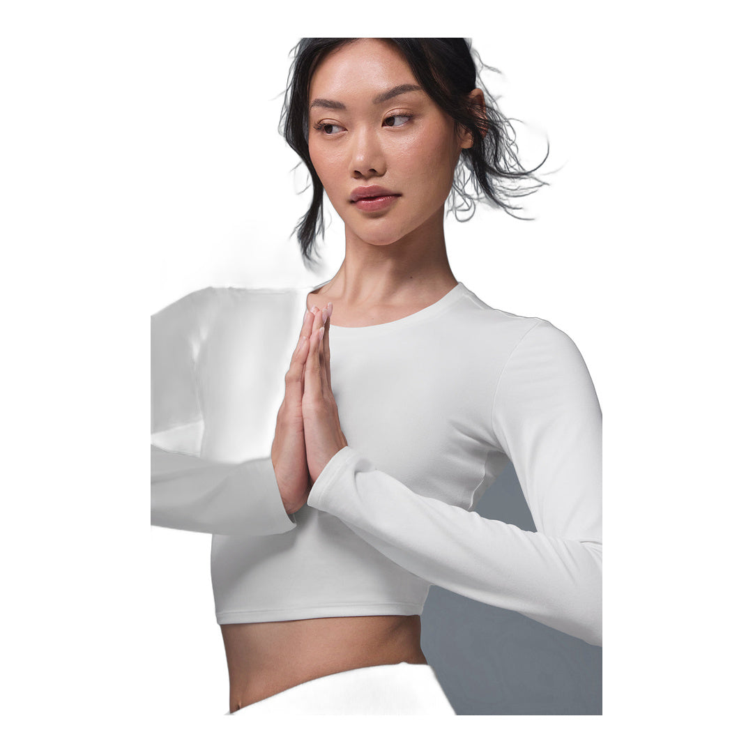alo Alosoft Crop Finesse Long Sleeve - White