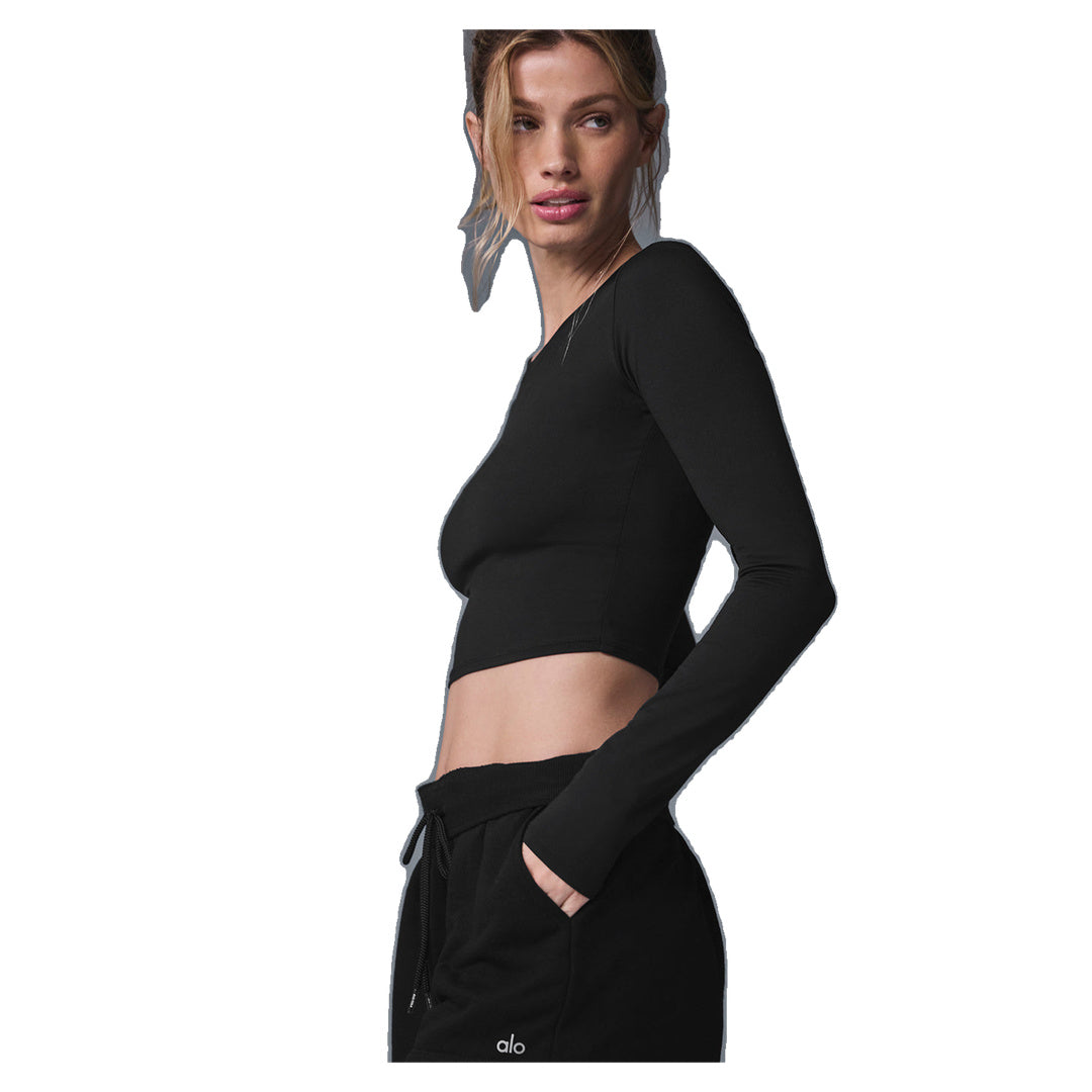 ALO Alosoft Crop Finesse Long Sleeve - Black