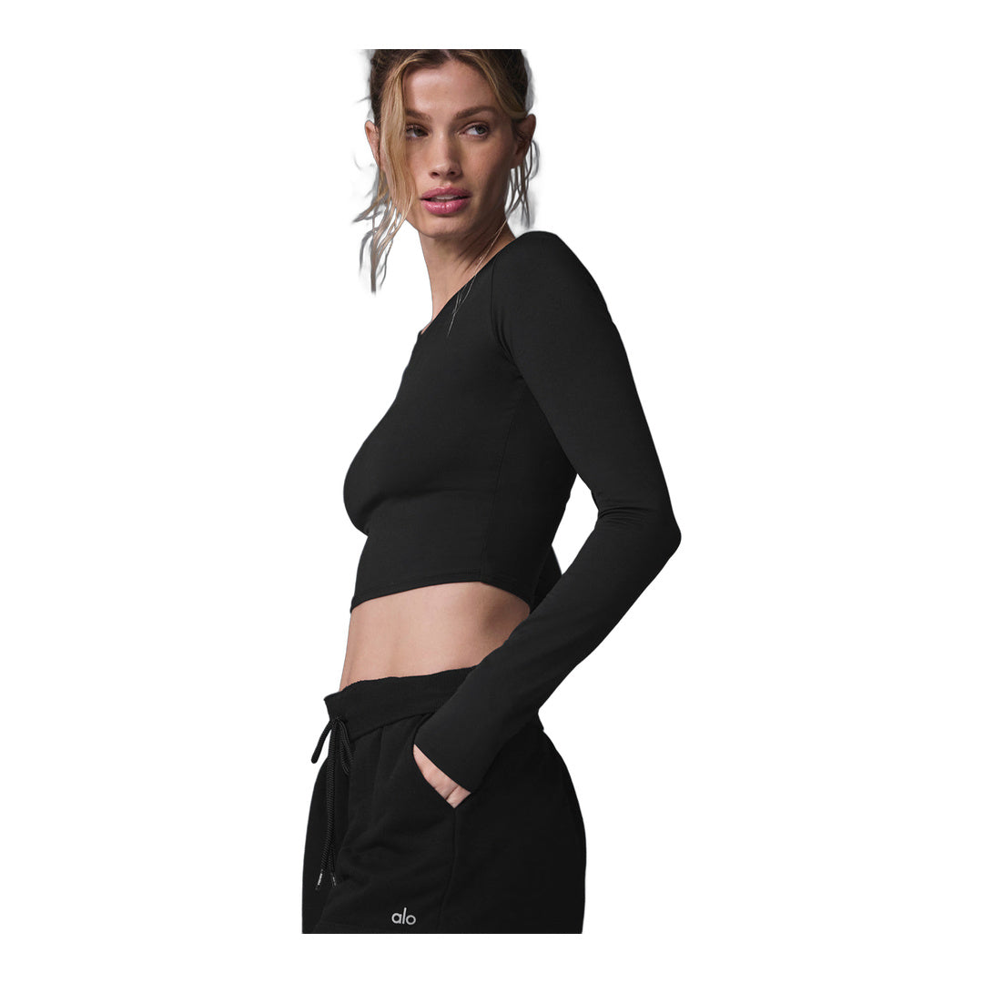 alo Alosoft Crop Finesse Long Sleeve - Black