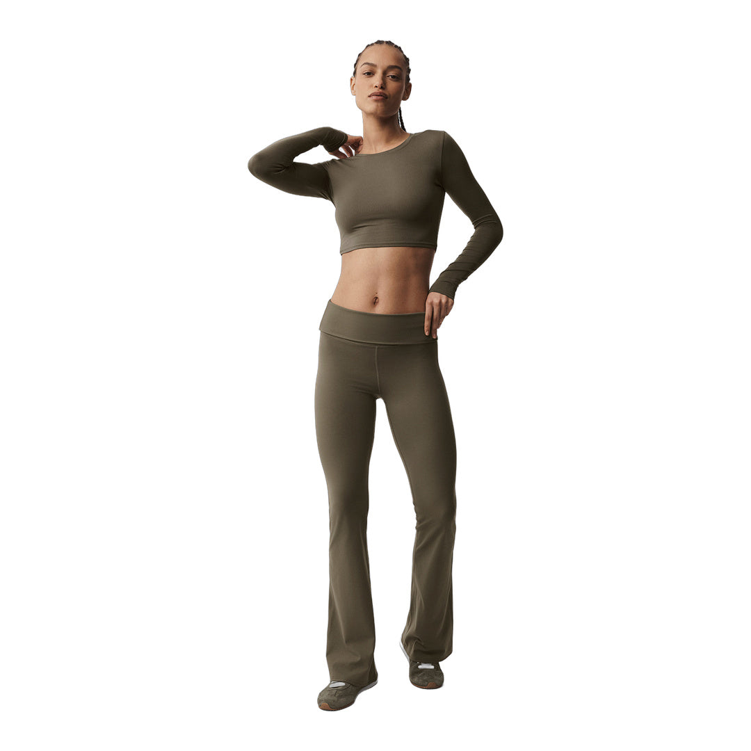 alo Alosoft Crop Finesse Long Sleeve - Olive Tree