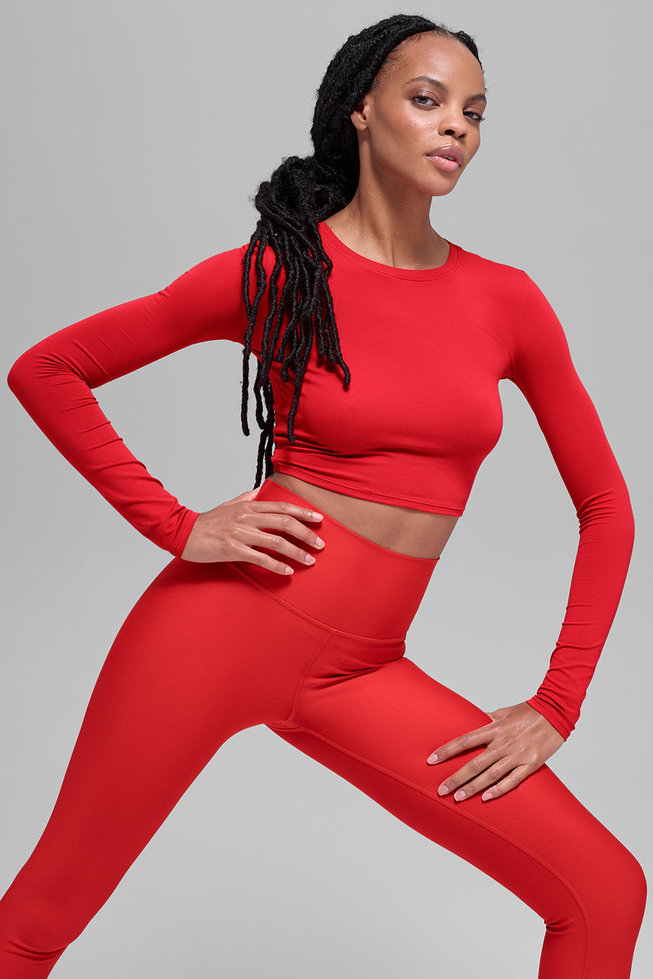 alo Alosoft Crop Finesse Long Sleeve - Bright Red