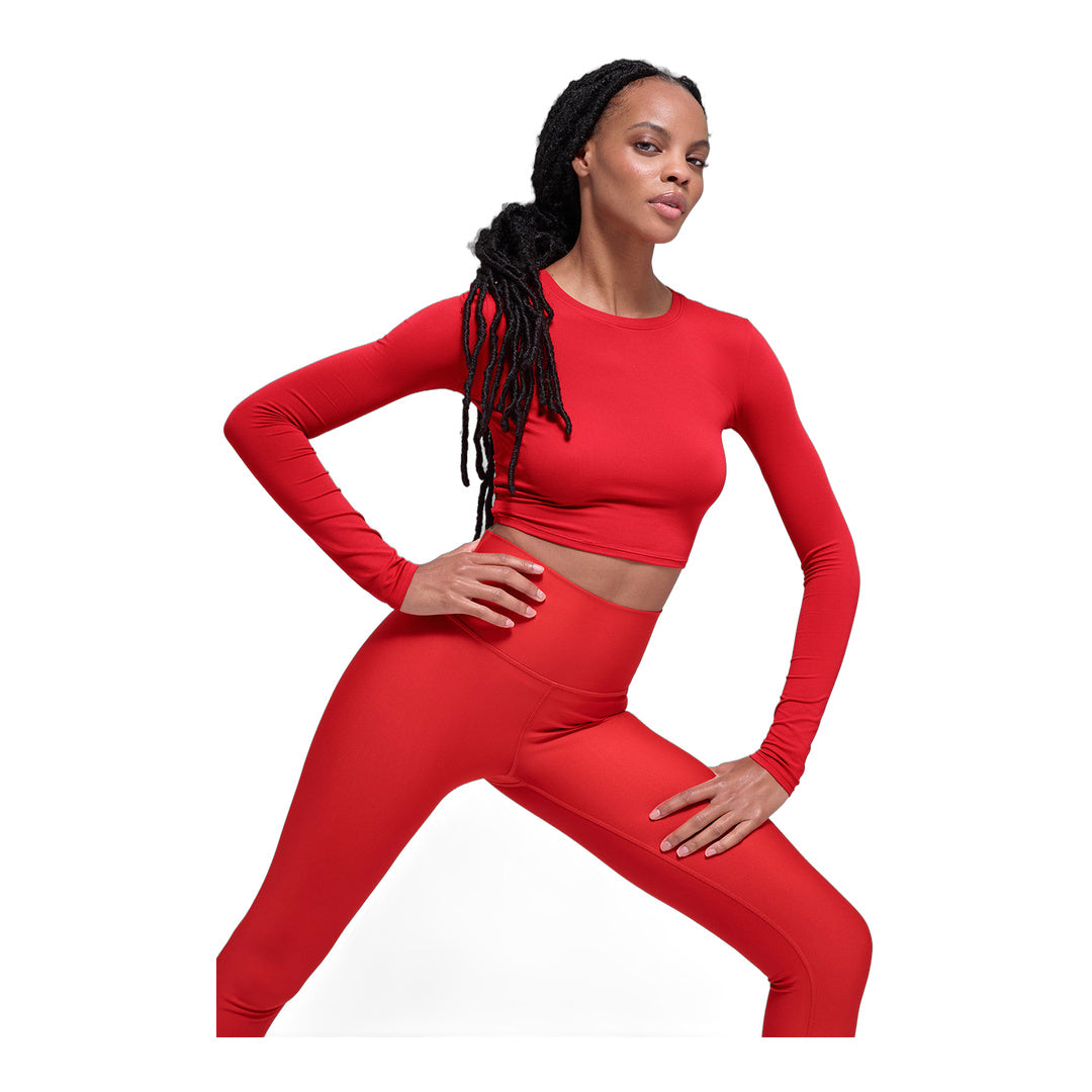 alo Alosoft Crop Finesse Long Sleeve - Bright Red