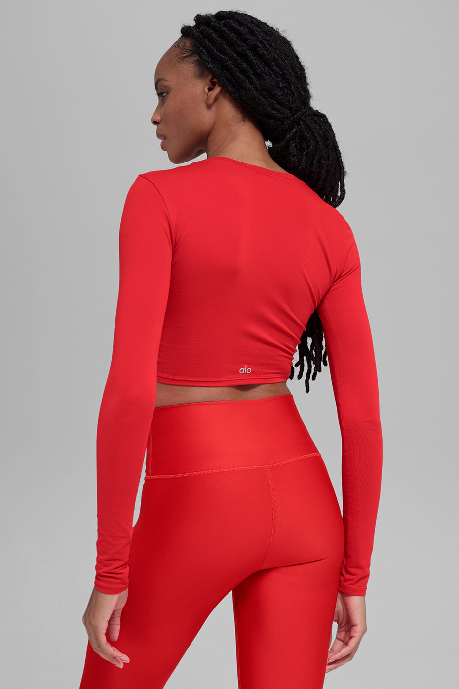 alo Alosoft Crop Finesse Long Sleeve - Bright Red