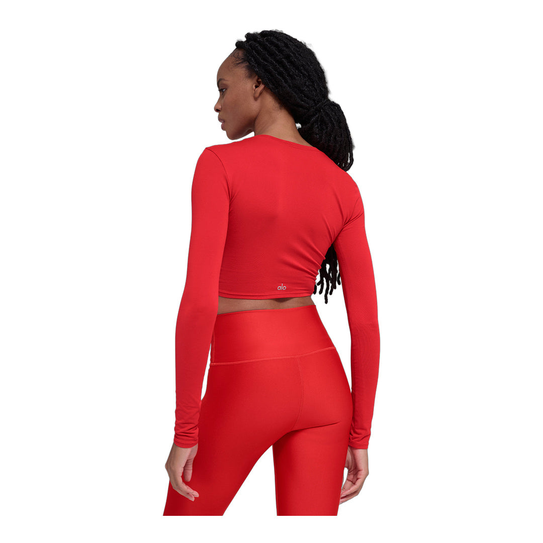 alo Alosoft Crop Finesse Long Sleeve - Bright Red