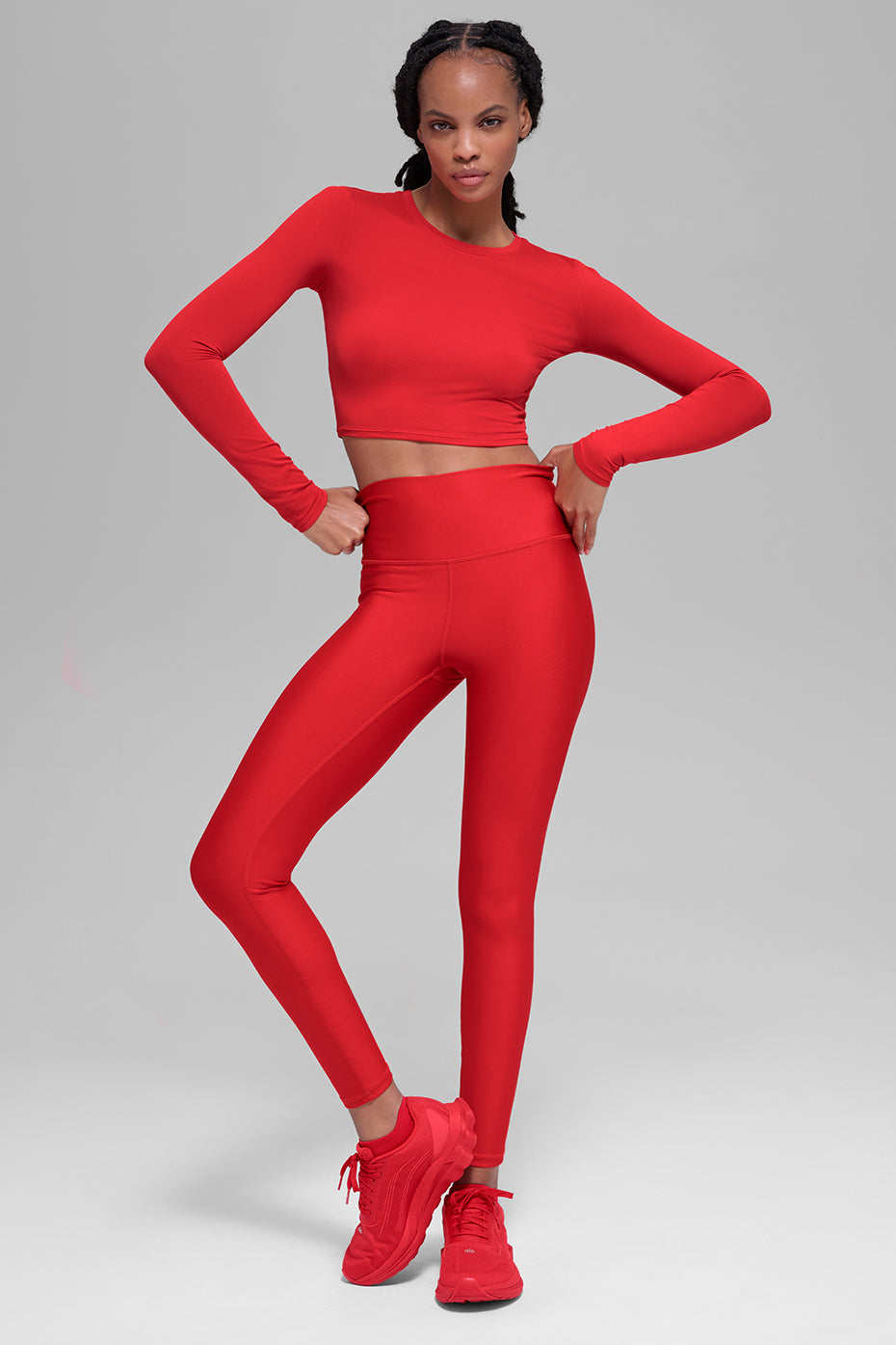 alo Alosoft Crop Finesse Long Sleeve - Bright Red