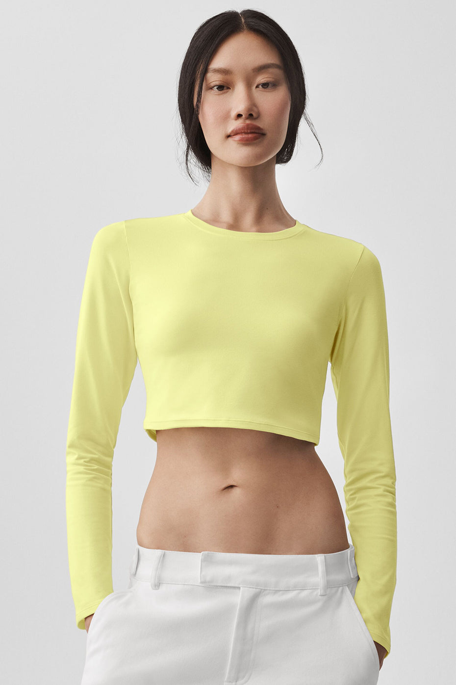 alo Alosoft Crop Finesse Long Sleeve - Sunshine