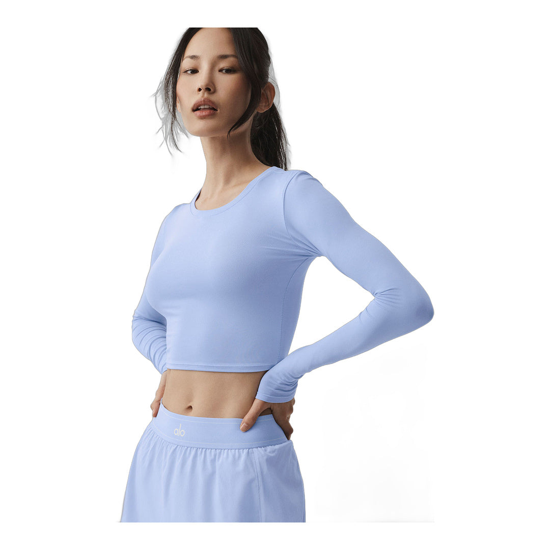 alo Alosoft Crop Finesse Long Sleeve - Light Provence Blue