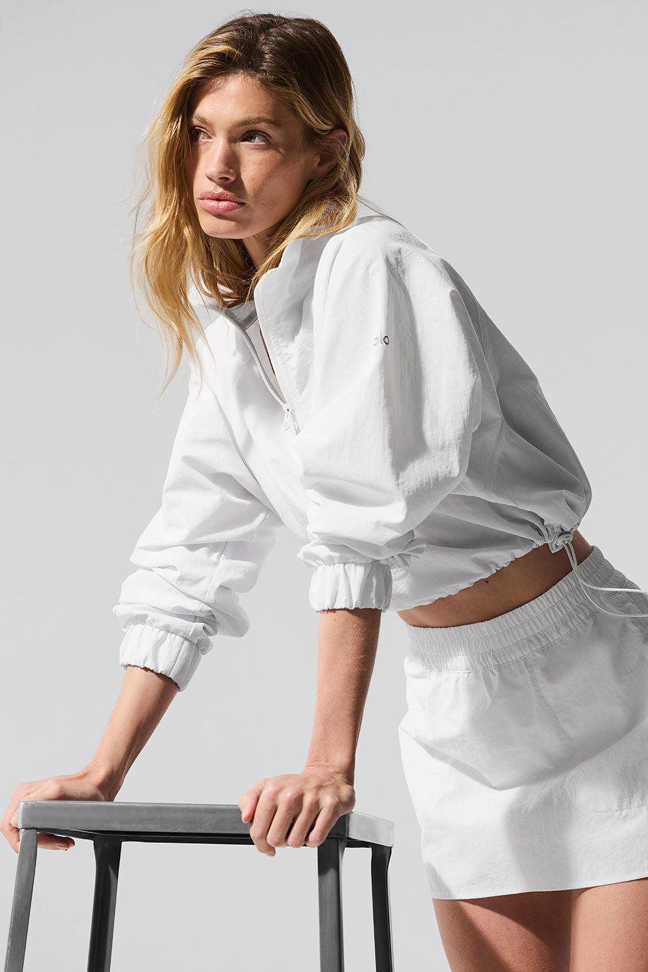 alo Cropped 1/4 Zip Alumni Pullover - White