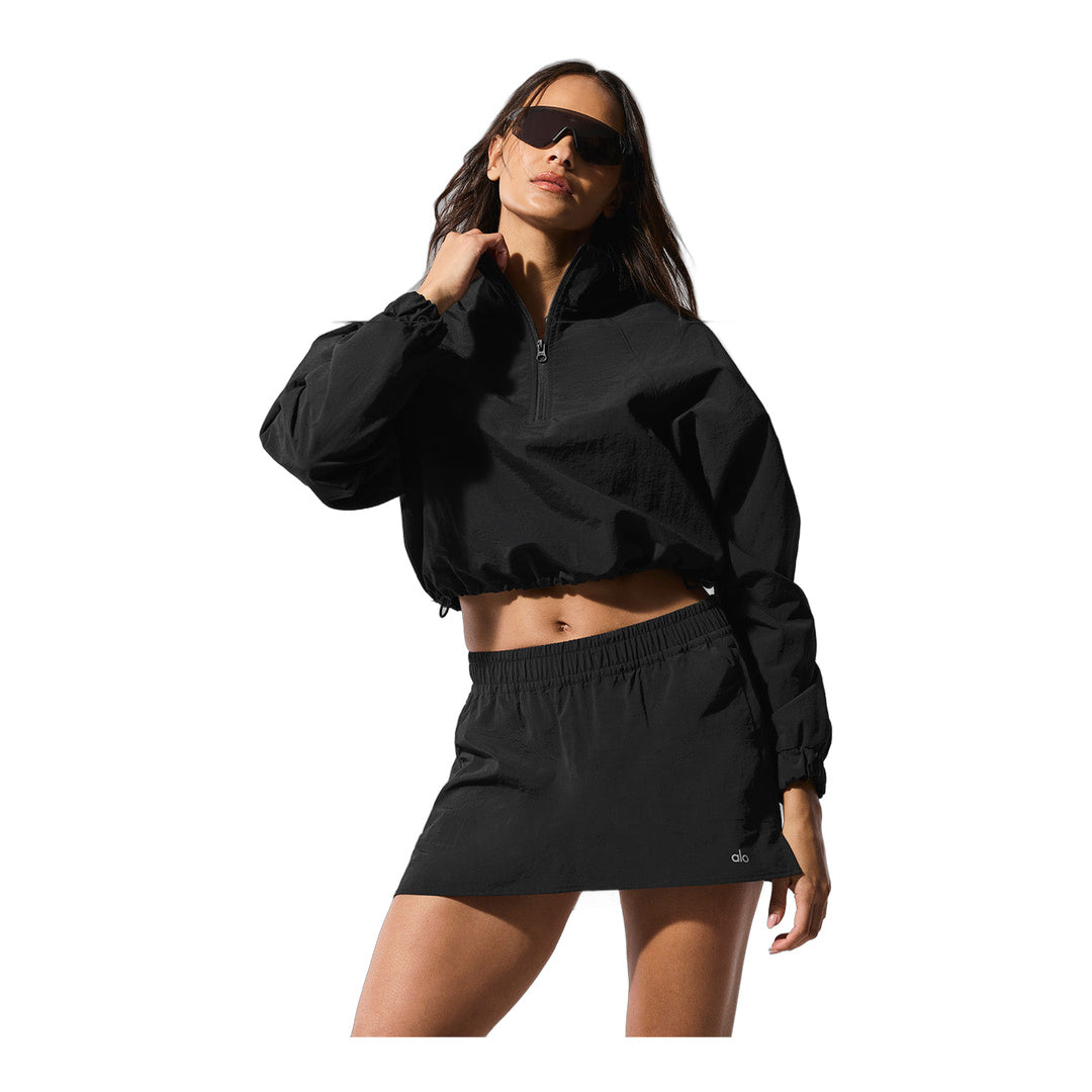 alo Cropped 1/4 Zip Alumni Pullover - Black
