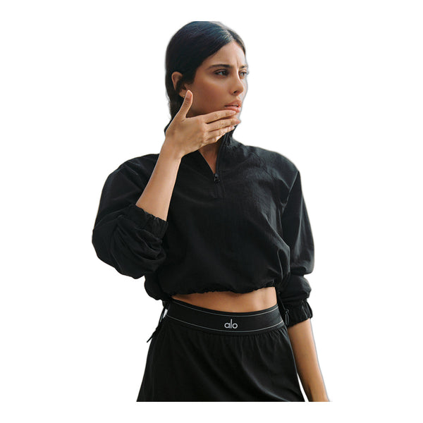 alo Cropped 1/4 Zip Alumni Pullover - Black