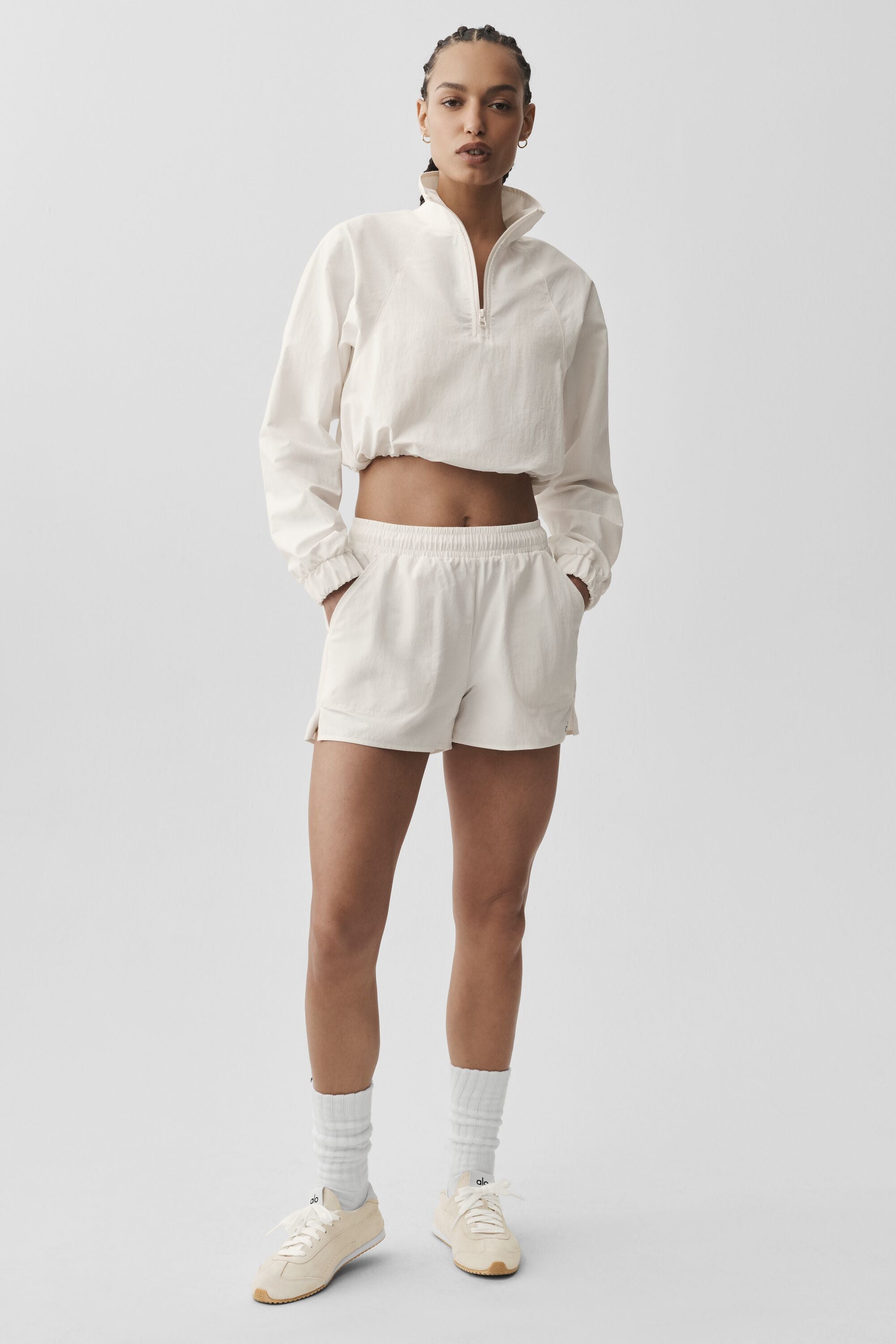 alo Cropped 1/4 Zip Alumni Pullover - Ivory