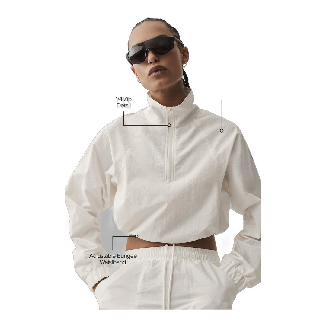 alo Cropped 1/4 Zip Alumni Pullover - Ivory