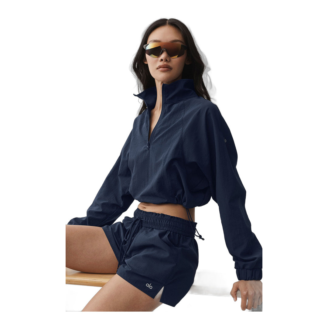 alo Cropped 1/4 Zip Alumni Pullover - Navy
