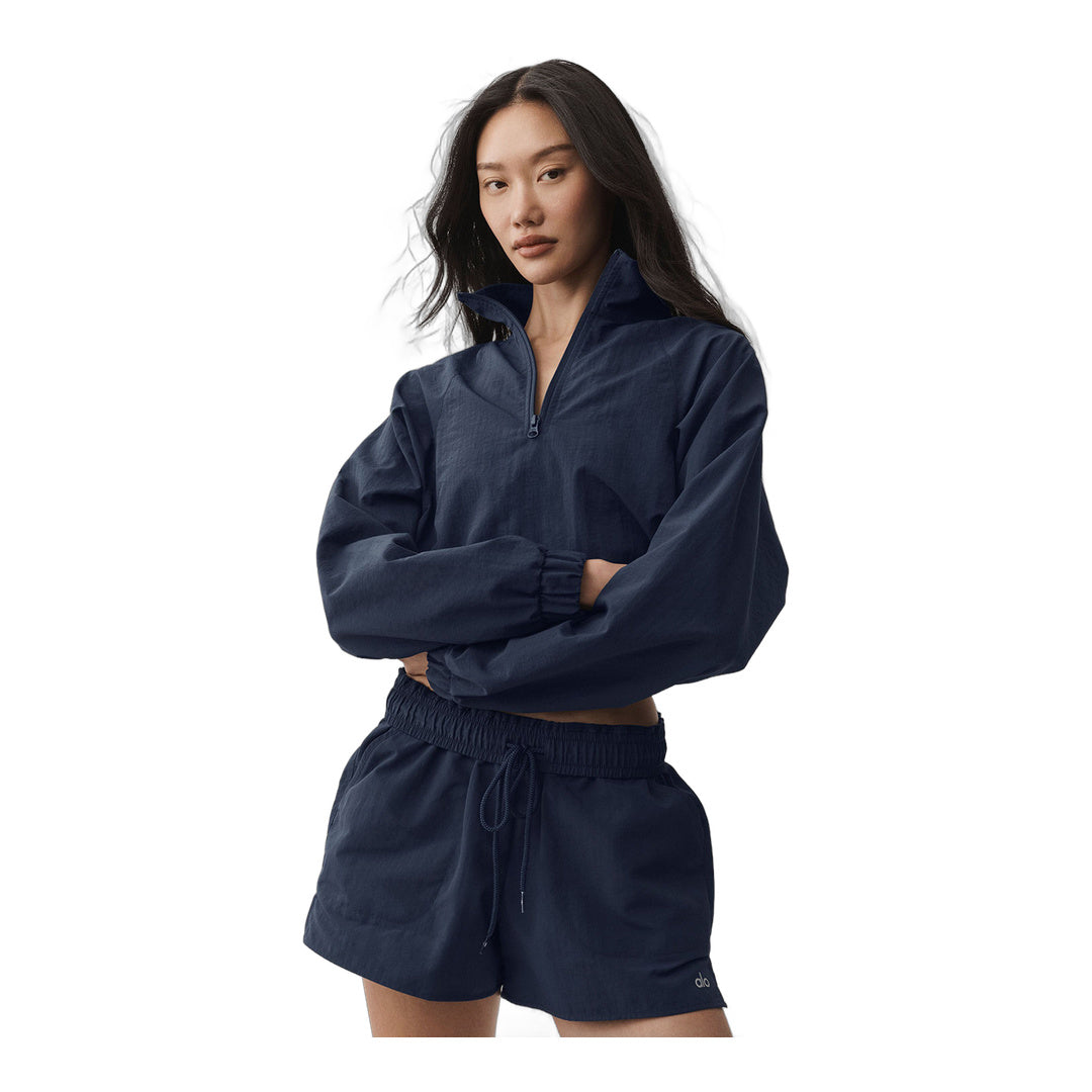 alo Cropped 1/4 Zip Alumni Pullover - Navy